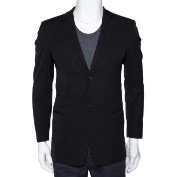 Pre Owned Emporio Armani Black Stretch Wool Sean Line Blazer S