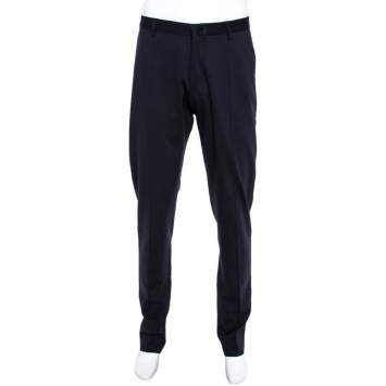 Pre Owned Emporio Armani Navy Blue Knit Pants M