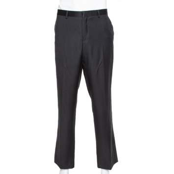 مملوكة مسبقًا Emporio Armani Black Wool Tailored Trousers 4XL