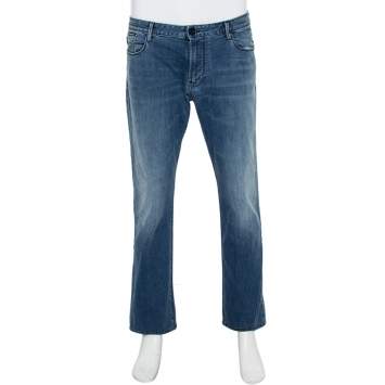 Pre Owned Emporio Armani Blue Denim Straight Leg Jeans XXL