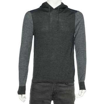 Pre Owned Emporio Armani Color Block Wool Hooded Sweatshirt M