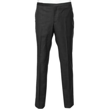 Pre Owned Emporio Armani Charcoal Grey Wool tapered Leg Pants XXL