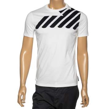 Pre Owned Emporio Armani White Cotton Printed Crew Neck T-Shirt S