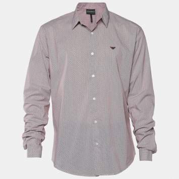 Pre Owned Emporio Armani Burgundy Cotton Slim Fit Shirt XXL