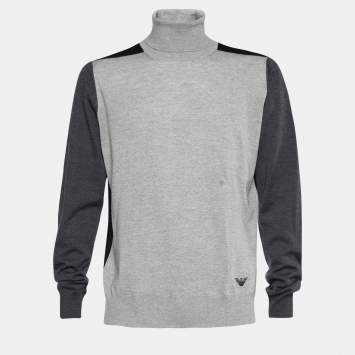 Pre Owned Emporio Armani Colorblock Rib Knit Turtleneck Jumper XXXL
