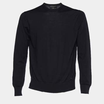 Pre Owned Emporio Armani Dark Blue Knit Crew Neck Jumper XL