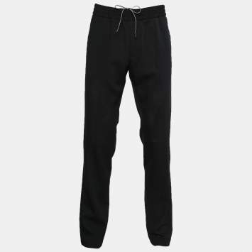 Pre Owned Emporio Armani Black Textured Knit Jogger Pants XXL