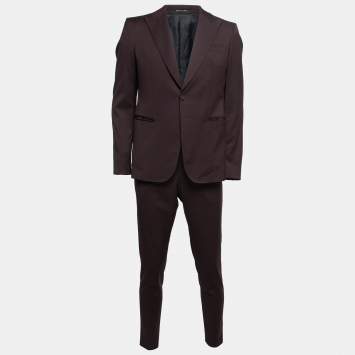 Pre Owned Emporio Armani Plum Purple Wool Single-Breasted Suit L