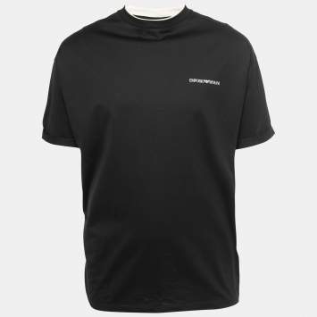 مملوكة مسبقًا Emporio Armani Black Cotton Logo Print T-Shirt 2XL