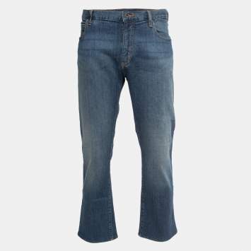Pre Owned Emporio Armani Blue Denim Straight Fit Jeans XXL/Waist 39"
