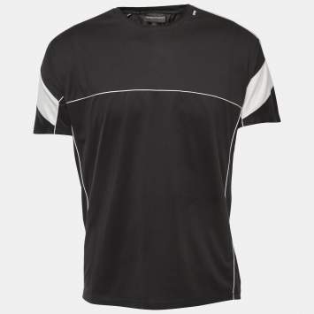 Pre Owned Emporio Armani Black Cotton Crew Neck Half Sleeve T-Shirt L
