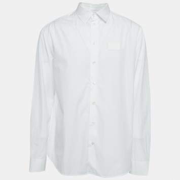 Pre Owned Emporio Armani White Back Print Cotton Long Sleeve Shirt XL