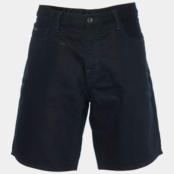 Pre Owned Emporio Armani Black Cotton Denim Shorts XL/Waist 38"