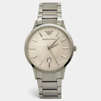 Pre Owned Emporio Armani Grey PVD Coated Stainless Steel Renato AR11120 Men's Wristwatch 43 mm