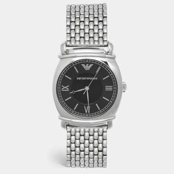 Pre Owned Emporio Armani Black Stainless Steel AR-0282 Men's Wristwatch 41 mm 