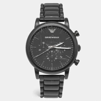 Pre Owned Emporio Armani Black PVD Coated Stainless Steel AR1895 Men's Wristwatch 46 mm 