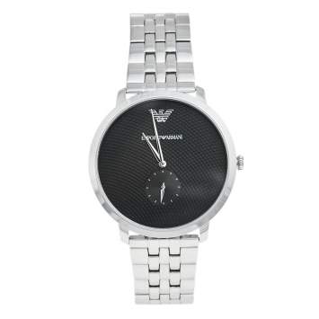 Pre Owned Emporio Armani Black Stainless Steel Modern Slim AR11161 Men's Wristwatch 42 mm