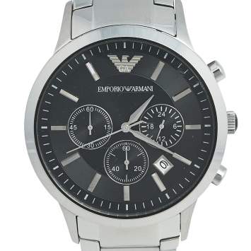 Pre Owned Emporio Armani Black Stainless Steel AR-2434 Men's Wristwatch 41 mm
