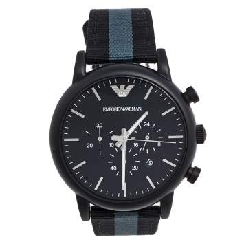 Pre Owned Emporio Armani Black PVD Coated Stainless Steel Canvas Luigi AR-1948 Men's Wristwatch 46 mm