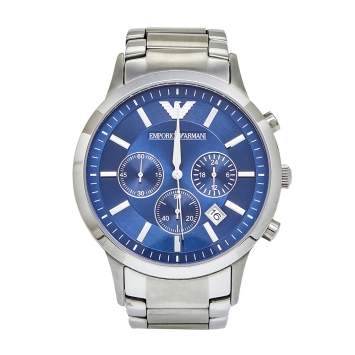 Pre Owned Emporio Armani Blue Stainless Steel AR2448 Men's Wristwatch 43 mm