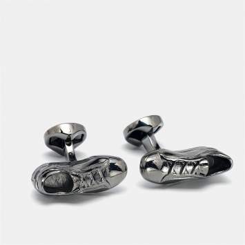 Pre Owned Ermenegildo Zegna 3D Sneakers Gunmetal Tone Cufflinks