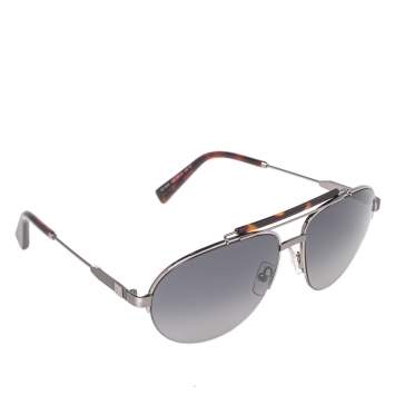 Pre Owned Ermenegildo Zegna Silver/Tortoise EZ0007 Aviator Sunglasses