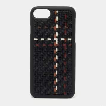 Pre Owned Ermenegildo Zegna Black Woven Leather iPhone 6 Cover