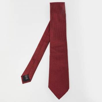 Pre Owned Zegna Burgundy Patterned Silk Jacquard Tie