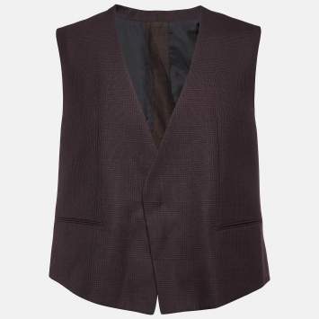 Pre Owned Ermenegildo Zegna Burgundy Plaid City Vest L