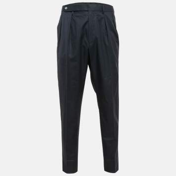 Pre Owned Ermenegildo Zegna Navy Blue Cotton Blend Couture Trousers XXL