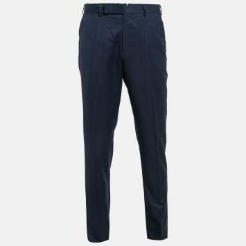 Pre Owned Ermenegildo Zegna Blue Wool Slim Fit Trousers L