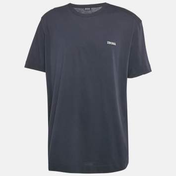 Pre Owned Ermenegildo Zegna Navy Cotton Jersey Crew Neck T-Shirt XXL