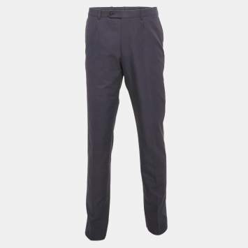 Pre Owned Ermenegildo Zegna Navy Blue Cotton Gabardine Trousers XXL