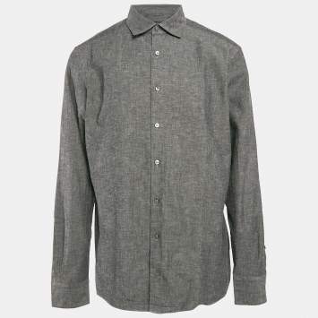 Pre Owned Ermenegildo Zegna Grey Cotton Button Front Shirt XL