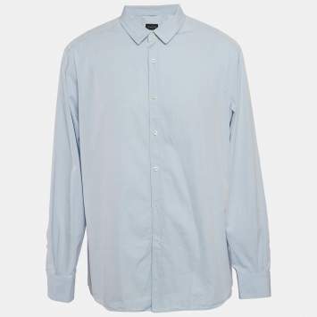 Pre Owned Ermenegildo Zegna Blue Cotton Button Front Shirt XXXL