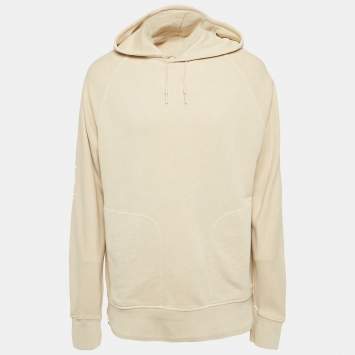 Pre Owned Ermenegildo Zegna Beige Cotton Hooded Sweatshirt L