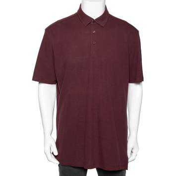 Pre Owned Ermenegildo Zegna Burgundy Cotton Pique Polo T-Shirt XXL 