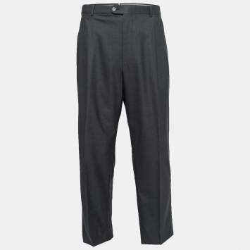 Pre Owned Ermenegildo Zegna Su Misura Charcoal Grey Wool Cool Effect Trousers 5XL Waist 42"