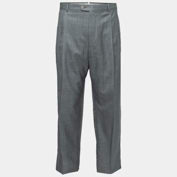 Pre Owned Ermenegildo Zegna Su Misura Grey Wool Trofeo 600 Trousers 5XL Waist 39.5"