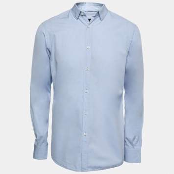 Pre Owned Ermenegildo Zegna Blue Cotton Button Down Shirt M   