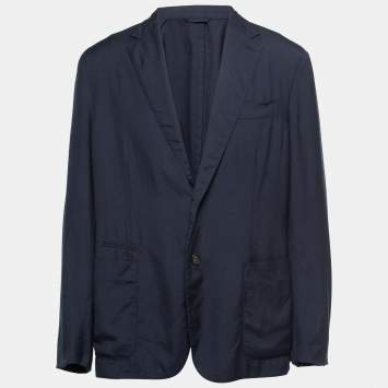 Pre Owned Ermenegildo Zegna Navy Blue Cashmere Single-Breasted Blazer 3XL