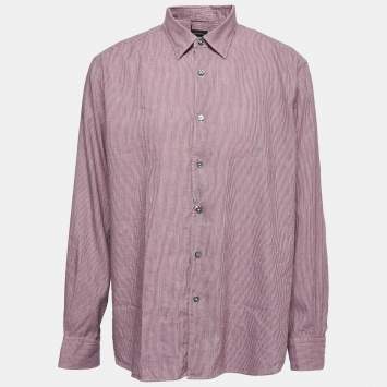 Pre Owned Ermenegildo Zegna Pink Checked Cotton and Linen Button Front Shirt XXL