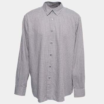 Pre Owned Ermenegildo Zegna Brown Checkered Cotton Button Front Shirt XXXL