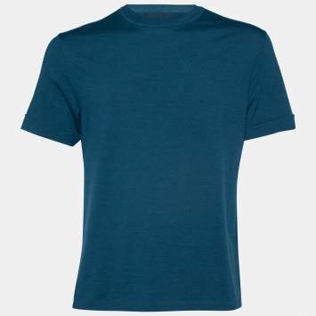 Pre Owned Ermenegildo Zegna 12MILMIL12 Dark Blue Wool Crewneck T-Shirt S