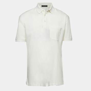 Pre Owned Ermenegildo Zegna Off White Cotton Pique Polo T-Shirt 3XL