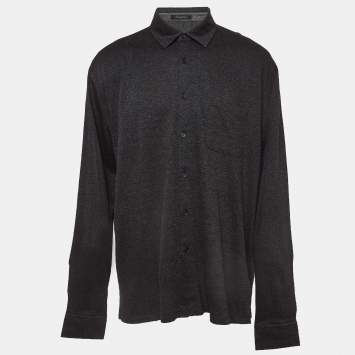 Pre Owned Ermenegildo Zegna Dark Grey Stretch Cotton Shirt 5XL