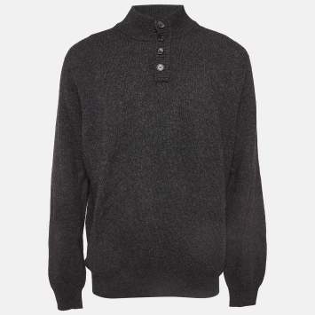 Pre Owned Ermenegildo Zegna Grey Yak Wool Knit Sweater 4XL
