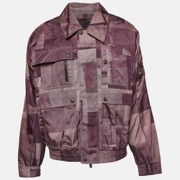 Pre Owned Ermenegildo Zegna Purple Printed Synthetic Cargo Jacket XL