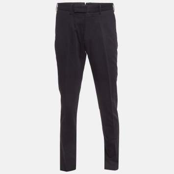 Pre Owned Ermenegildo Zegna Navy Blue Cotton Chino Trousers M