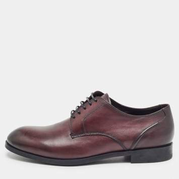 Pre Owned Ermenegildo Zegna Burgundy Leather Lace Up Derby Size 44